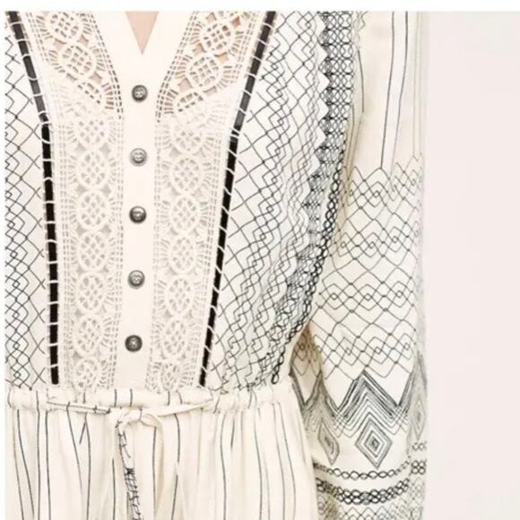 Anthropologie floreat pierre midi dress black and ivory with tassels size 2 - Picture 4 of 7